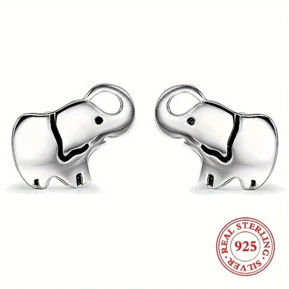 Sterling Silver Elephant Stud Earrings - Picture 1 of 6